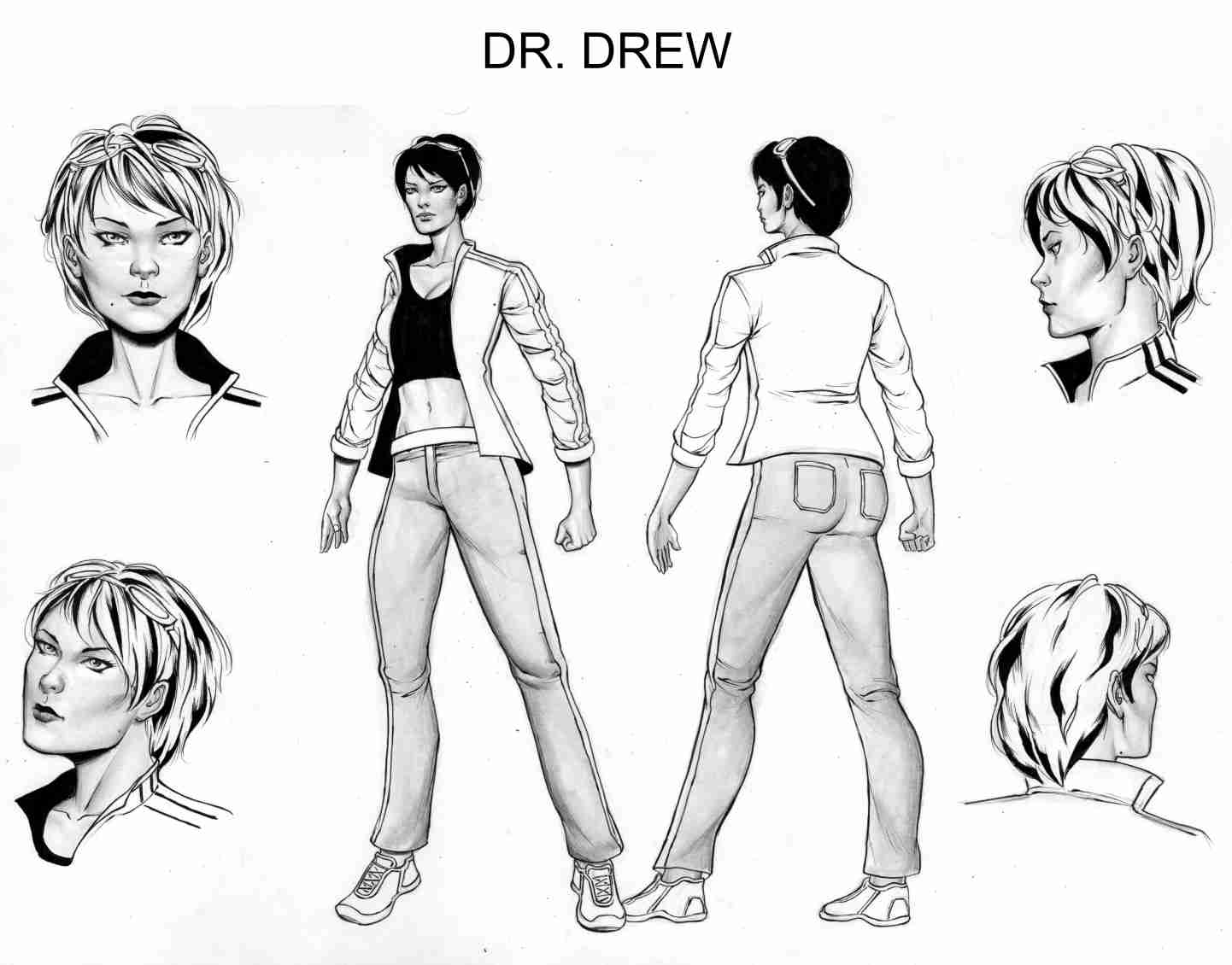 Dr. Drew character model sheet